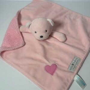 Kids Preferred Pink Bear Security Blanket Lovey Heart Sherpa Fleece Plush Toy